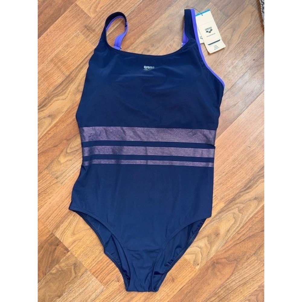 Arena Women's One Piece Competitive Swimsuit 100% Polyester Size 46 Navy Violet